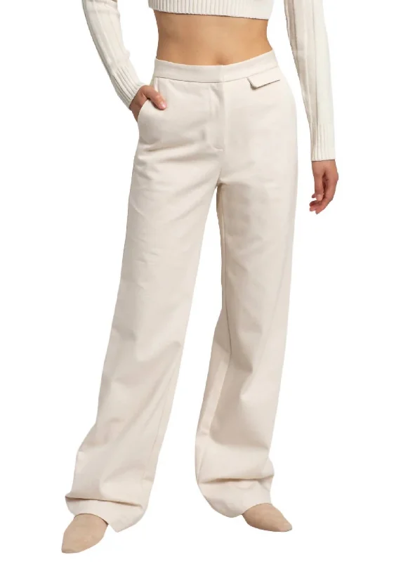 High Rise Slim Pants In Natural