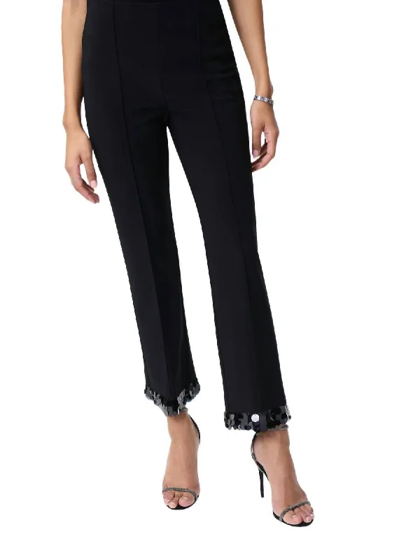 Sequin Trim Pants In Black