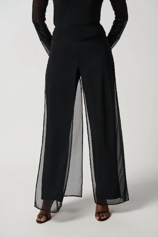 Wide Leg Knit Pants In Black