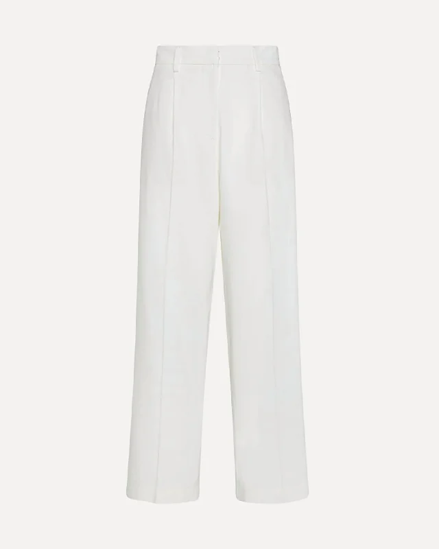 Women High–Rise Trousers In White