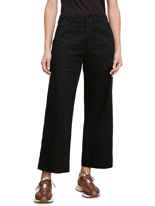 Womens High Rise Cropped Wide Leg Pants