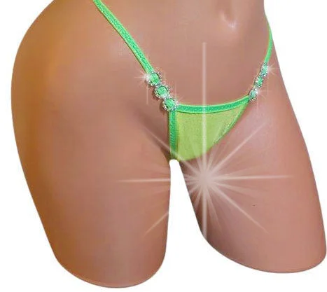 14 Diamond adjustable thong - XS to XL - 22 colors!  GLOW in BLACK LIGHT colors - stripper dancer thongs and exotic dancewear