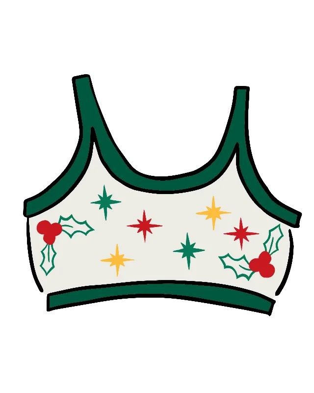 Longline Bra Limited Edition Holly Holiday Hand Print