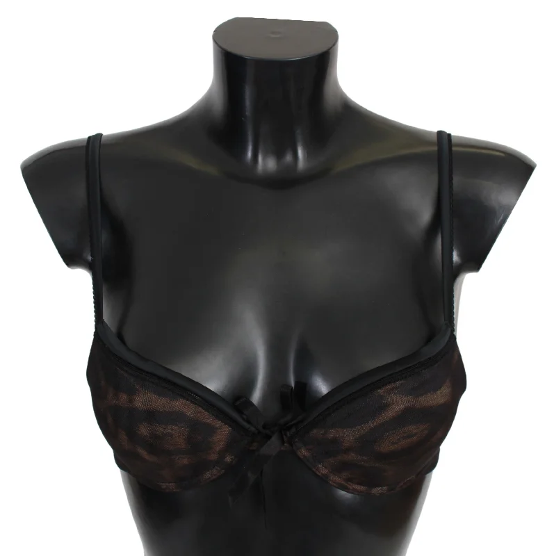 Roberto Cavalli Leopard Nylon Push Up Bra Women's Underwear