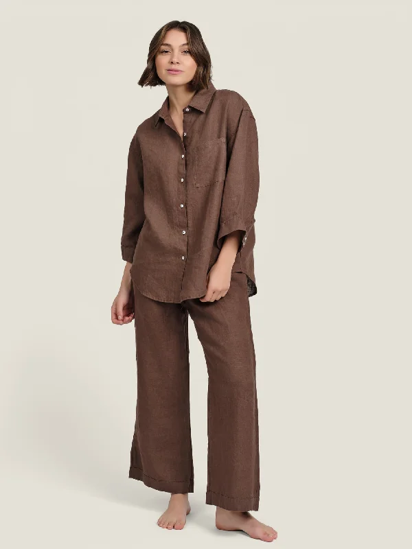 100% Linen pants in Chocolate