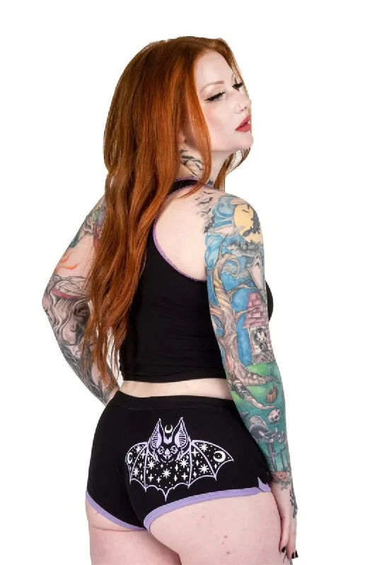 Cosmic Bat Purple Trim Short Shorts