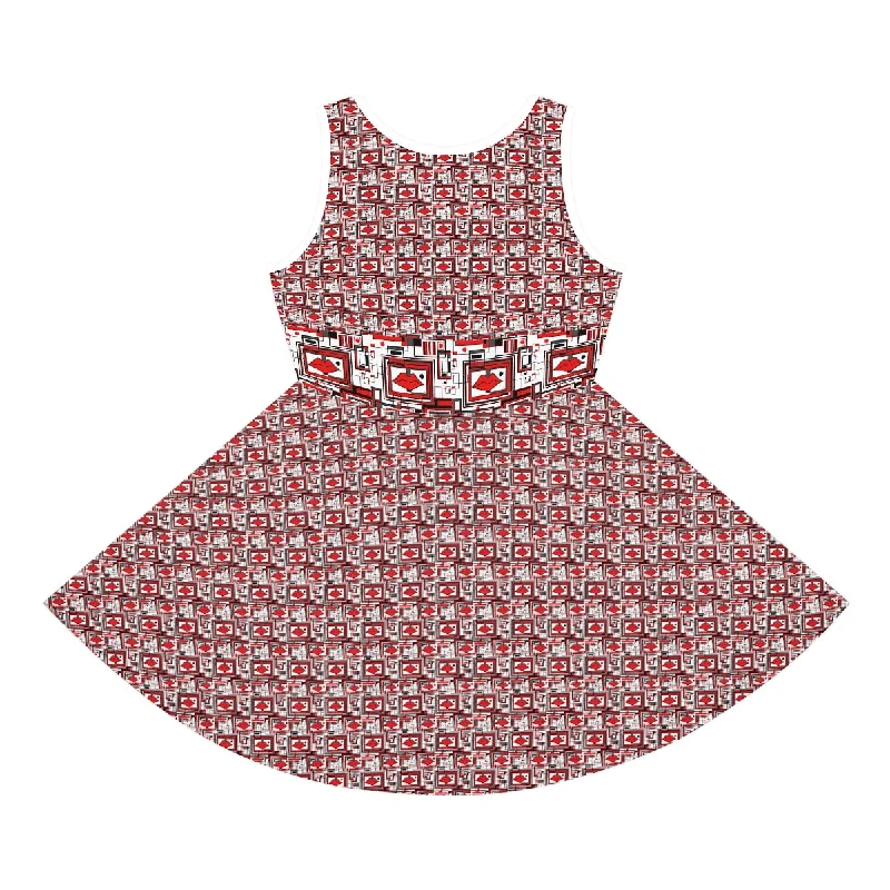 Girls' Sleeveless Sundress (AOP) LIPPY IN RED