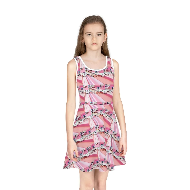 Girls' Sleeveless Sundress (AOP) PINK DELICIOUS